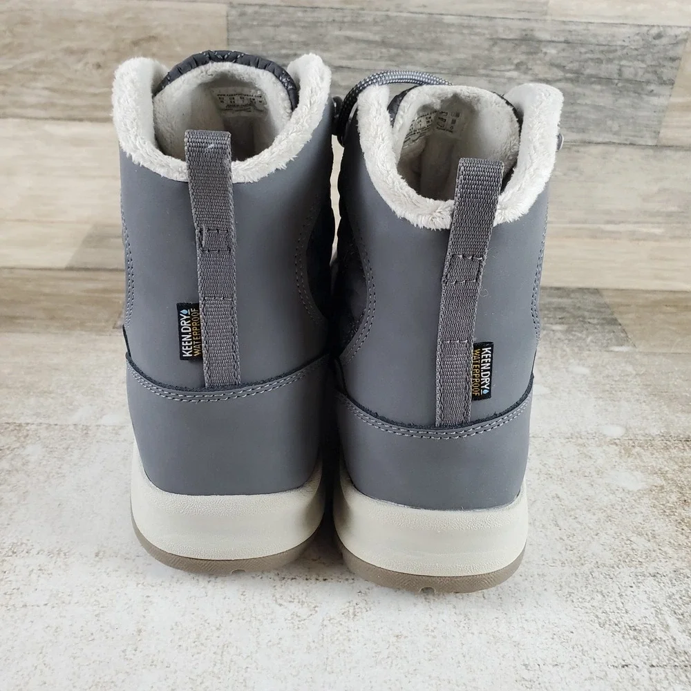 Keen Terradora II Wintry Boot Women Sz 9.5 Steel Gray Waterproof Lace Up Quilted